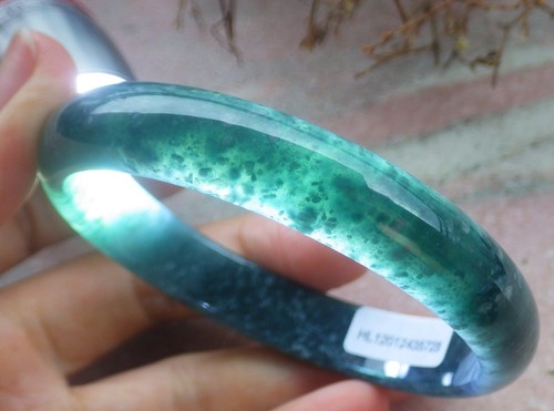 Videozertifiziert Eisgrün Natur A JADE Jadeit Armreif Armband 60mm 手镯 707178