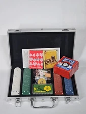 Texas Hold'em Poker Chip Set with Metal Aluminum Case And Extra Cards Chips Fun