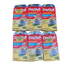 Vicks DayQuil RAPID RELIEF COLD & FLU  Honey Lemon 8 ct 6-PACK EXP 01-25
