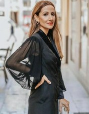 Zara Women Blazer Dress With Contrast Sleeves Black Ref 8759/504 Sz XS-XL NWT
