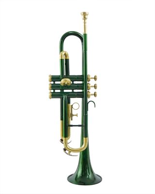 LIMITED OFFER !!! Brand New GREEN Brass Bb FLAT Trumpet Free Case+M/P FAST SHIP