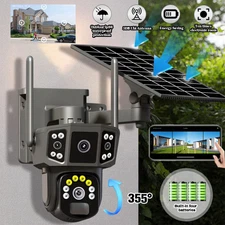 Solar Battery Powered Wifi 9MP Outdoor Dual Lens Security Camera System Wireless