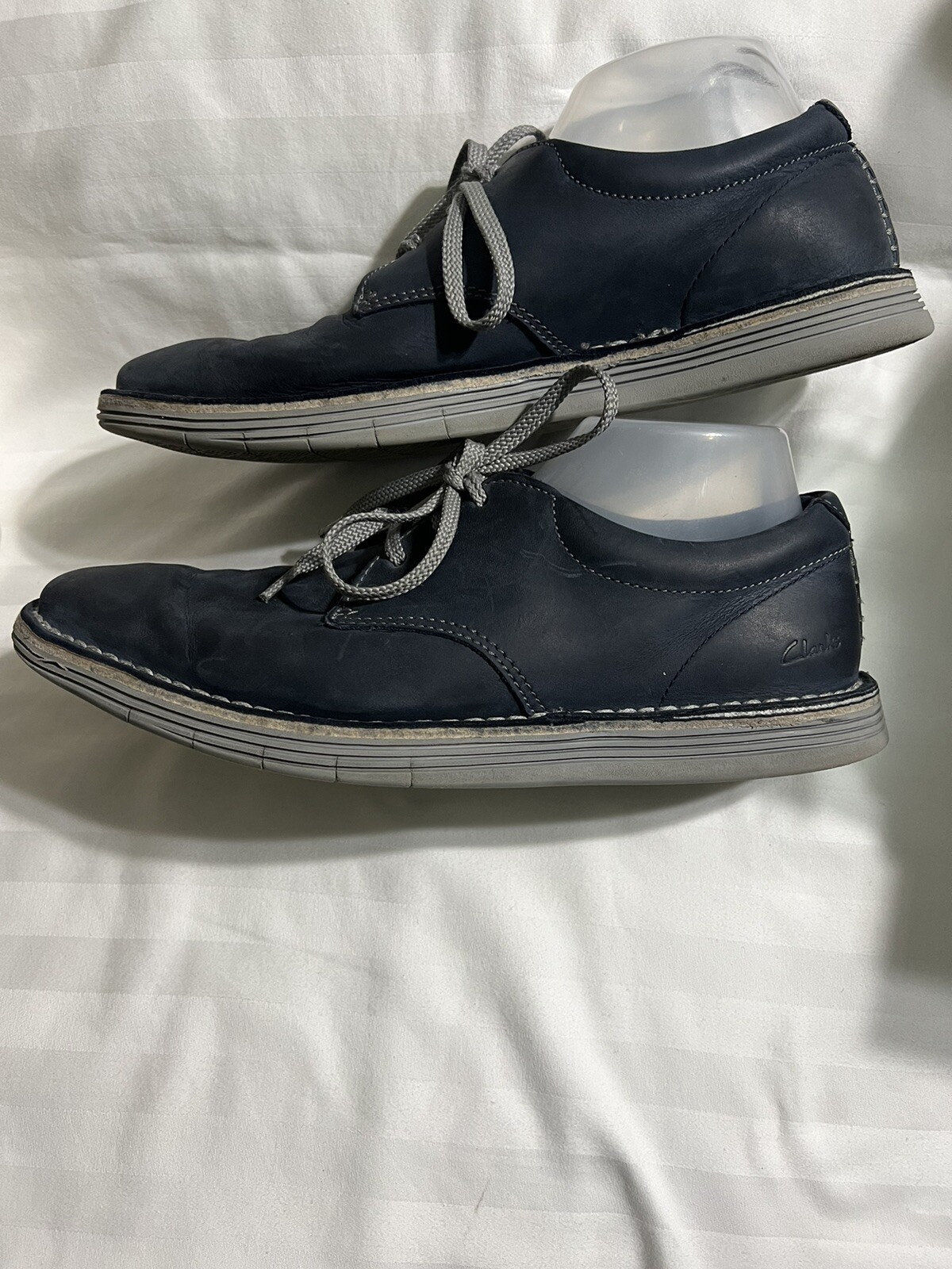 SAOLA CLARKS COMFORT COLLECTION~Scarpe da Abito Uomo Tg 9M BLU Scamosciato Stringate