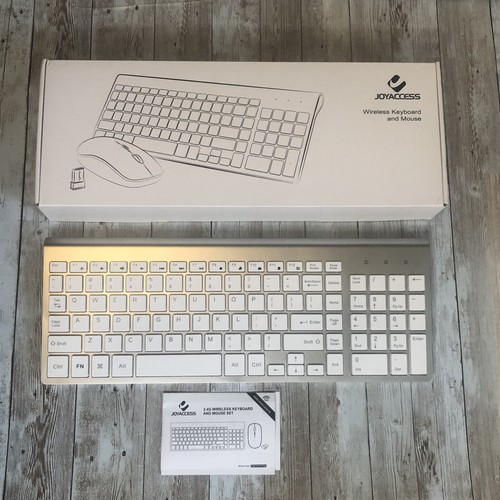 JOYACCESS Wireless Keyboard and Mouse Combo White 2.4G Slim, Ergonomic Open Box - 第 1/7 張圖片