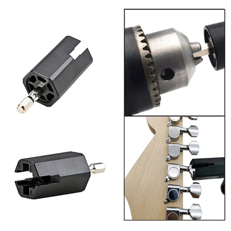 Enrouleur De Cordes De Guitare 2-en-1 - Avec Extracteur De Chevilles De Pont, Plastique ABS, Couleur Noire - 4