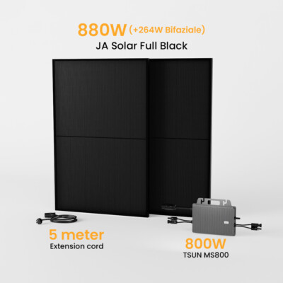 1140W Bifazial Balkonkraftwerk Glas-Glas mit 800W Wechselrichter PV Solaranlage