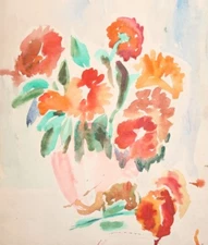Vintage Impressionist watercolor painting flowers