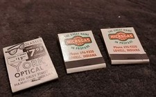 Lot Of 3 Vintage Match book Advertisements; Propane, Optical, Unstruck