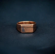 Pure Solid Copper Rectangle Bar Plain Mens Unisex Band Pinky Signet Ring Jewelry