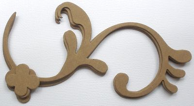 {4} ORNATE FLOURiSH - Bare Unfinished Chipboard Die Cuts - 2 5/8'' x 5''