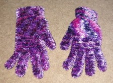 Pink Purple Adult Furry Gloves Women's Fluffy Hippy Hippie Retro