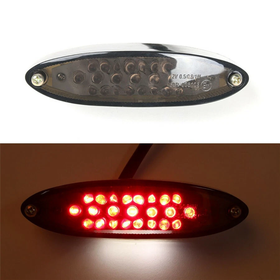 1x Lanterna traseira de LED para motocicleta 28 lâmpada de corrida e freio lâmpada de placa de licença cor dupla - Imagem 3 de 4