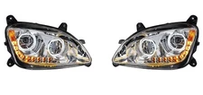 United Pacific Pair Chrome 10 LED Headlights For 2012-2021 Peterbilt 579