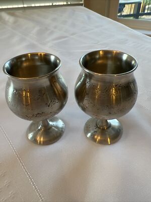 Pair of great skurdal pewter Cups, vintage, handmade 3 