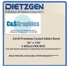 4 ROLLS 24lb 36"x150' COATED BOND PLOTTER PAPER