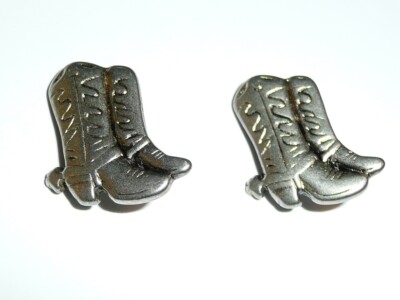 Cowboy Boots Detailed Metal Shank Buttons (2) Antique Silver
