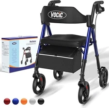 Walkers for Seniors, Foldable Walker with Seat, Rollator Walker - Blue