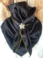 Wild Rag Scarf Western Cowboy Buckaroo Scarves Bandana Silky Black w/ color edge