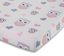 EVERYDAY KIDS Baby Girl Fitted Crib Sheet - Sweet Owls