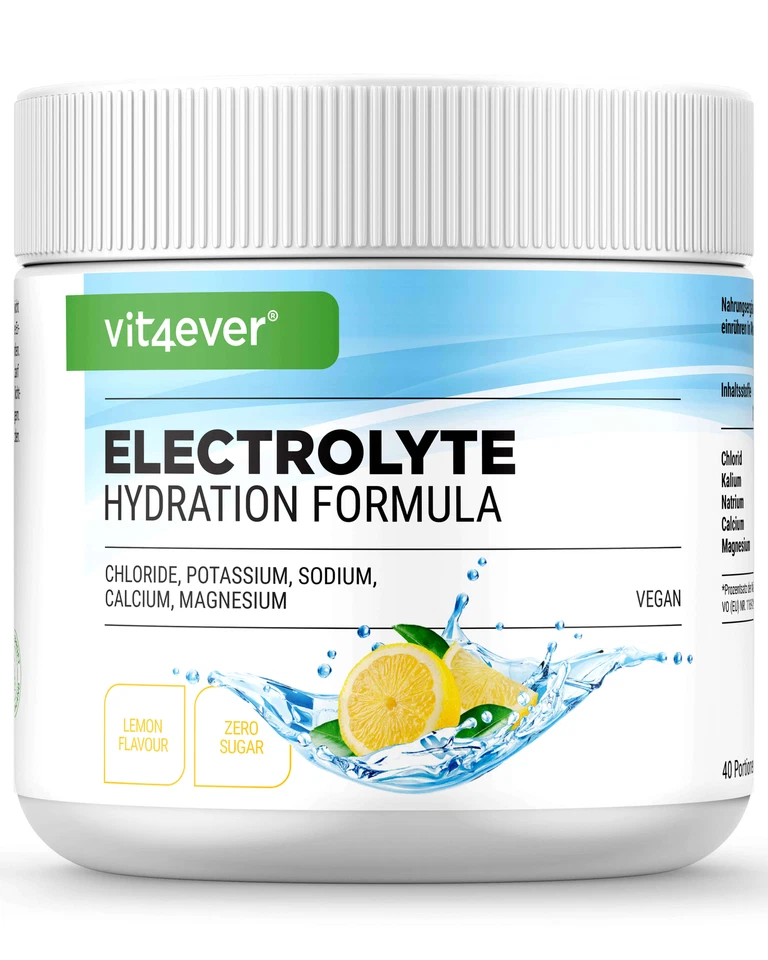VIT4EVER Elektrolyte Pulver - 200 g - Hydration Formel mit Chlorid, Kalium, Natrium