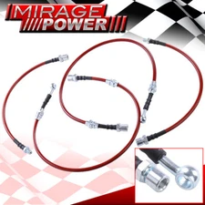 Red Stainless Steel Braided Hose Oil Brake Lines For 86-91 Toyota Supra MK3 JDM