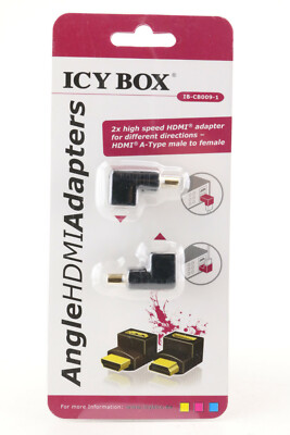 ICY BOX 2 x HDMI Winkel Stecker Adapter 90° HDMI Buchse auf Stecker Kupplung 115