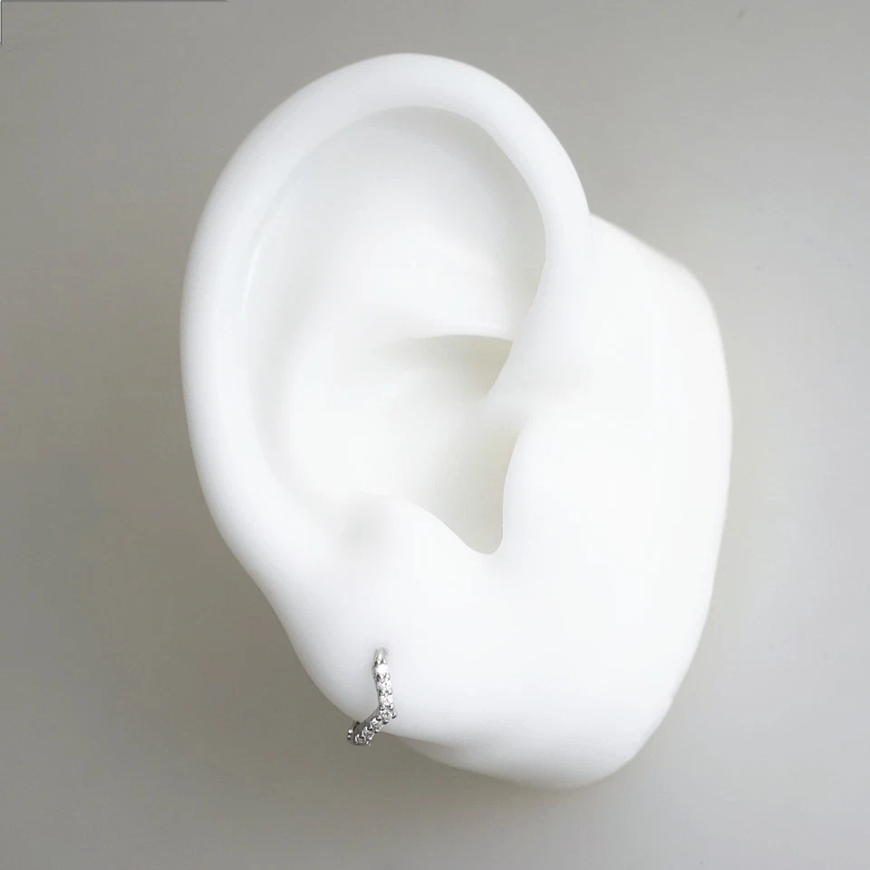 Argento Sterling 8mm Cerchio Pavé Zirconia Cubica Semplice Wishbone Stretto Lobo - Immagine 2 di 4