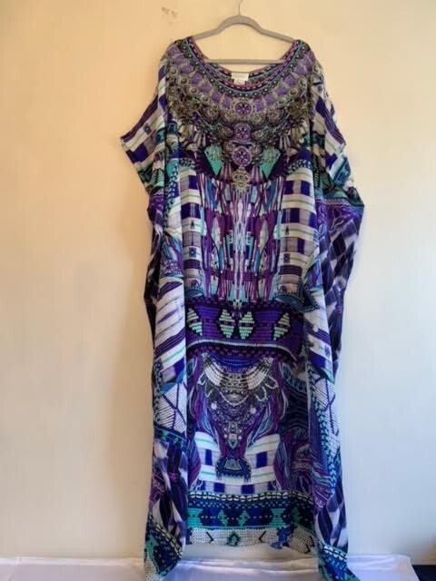 camilla silk kaftan dress Crystal-embellished printed silk crepe de chine kaftan - multi