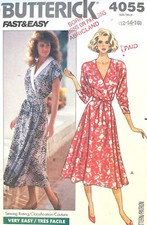 1980's Butterick Misses' Wrap Dress  Pattern 4055 Size 12-16 UNCUT
