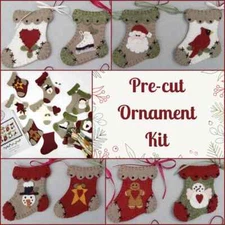 Pre-Cut Wool Blend Felt Mini Stocking Ornament Kit