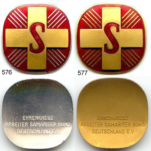 2x Ehrenkreuz Arbeiter Samariter Bund Deutschland ASB - silbern + golden im Etui