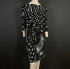 ADRIANNA PAPELL Polka Dot Dress 14 Ruched Wiggle Bodycon Wedding Office Work