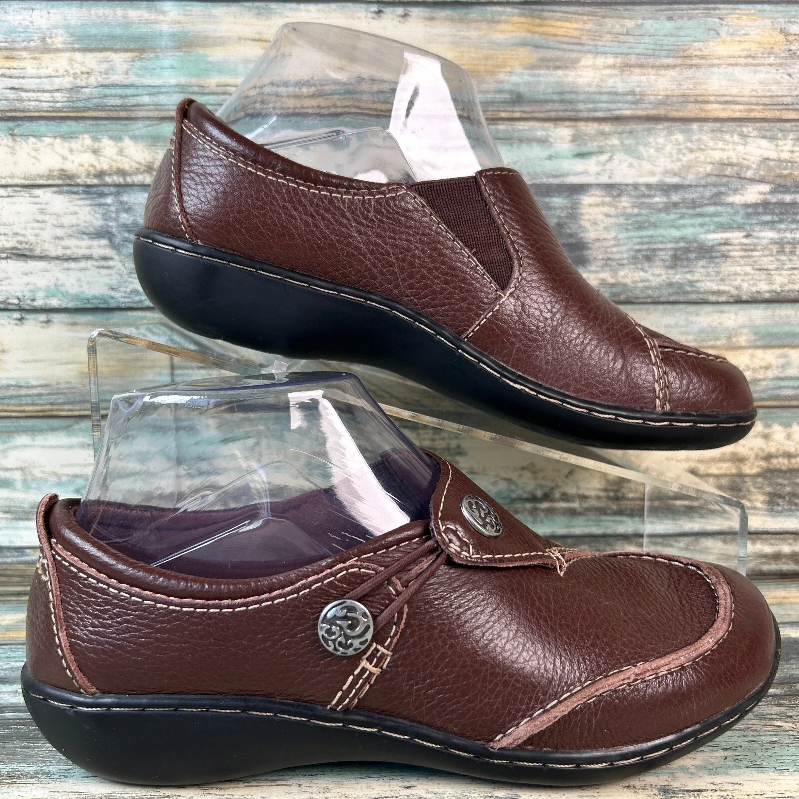 Mocassini Clarks donna 5 5 m pelle marrone slip on eleganti scarpe comode casual