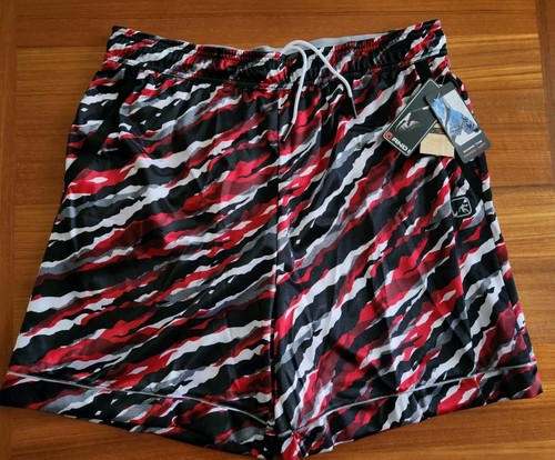 AND1 Herren "Offense" Basketball Shorts XL rot schwarz 8" Schrittlänge Taschen #10724