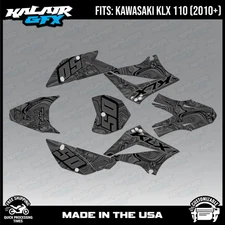 Graphics Kit for Kawasaki KLX110 KLX110R/RL (2010-2024) Snagged Series -Smoke