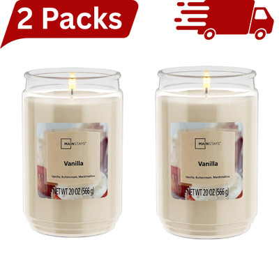 Mainstays Vanilla Scented Large Jar Candle 20 Oz. - Pack of 2