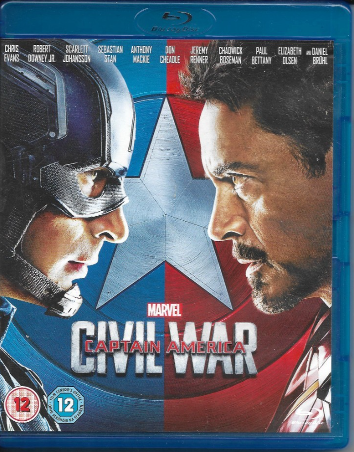 Captain America Civil War Blu Ray-Robert Downy JR-Chris Evans Scarlett Johansson