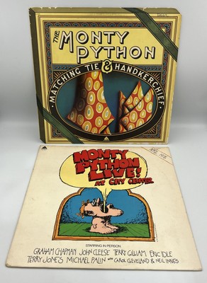 Monty Python Lot Of 2 LP Records Live At City Center Matching Tie & Handkerchief