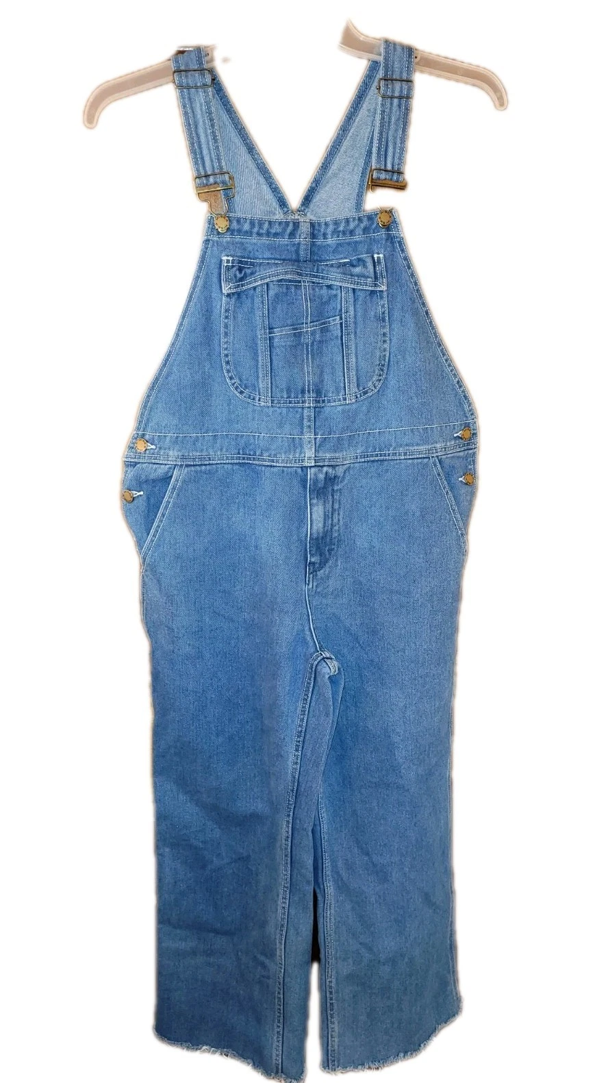 HISEA Womens Denim Size 16 Bib Overalls Medium Wash Stretch Wide Leg Blue