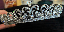 David's Bridal Crystal Rhodium Scroll Tiara Metal Headpiece MPN 4595-0752