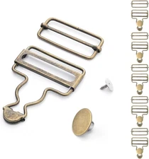 6 Sets Metal Overalls Buckles, 1-1/2" Overall Replacement Clasp Clips with Adjus