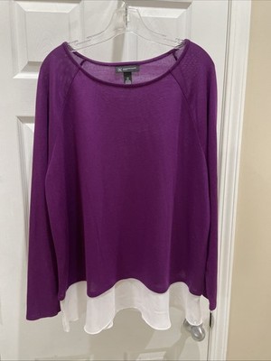 INC International Concepts Women Pretty purple white Top Blouse Sz 2XL flowing