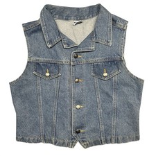 Watch L.A. Denim Vest Blue Women Large Vintage 90s Made in USA Trucker Boho