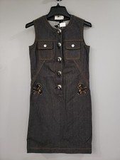 Coach 1941 Japanese denim black concho buttons dress size 6 86966 embroidered
