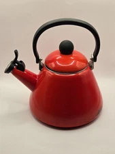 Orange Flame Enamel Gas/Electric Stovetop Whistling Tea Kettle