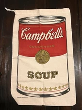 Campbell's Soup Canvas Drawstring Laundry Bag Pop Art Advertising Vintage NOS