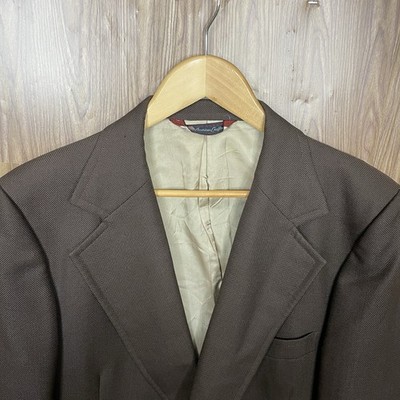 Phoenix Clothes Vintage 1960s 1970s USA Made Sport Coat Mens 42L Brown Hopsack
