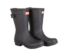 Hunter Original Short Back Adjustable Women s Waterproof Boots Black, Size 7