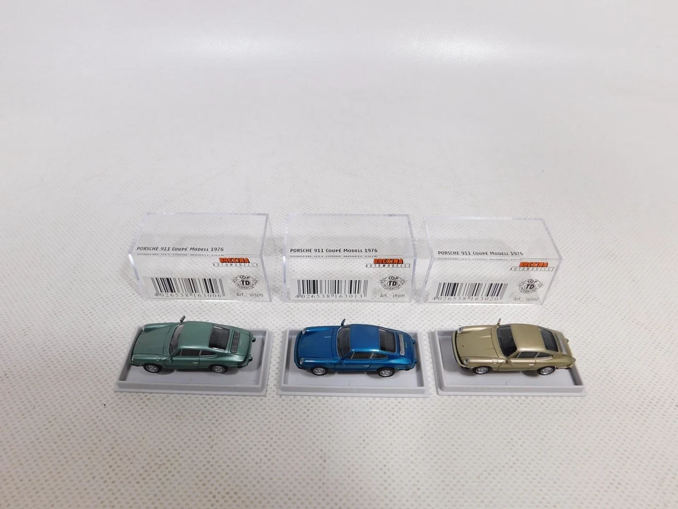 3X Brekina H0 1:87 Porsche 911 Coupé 1976 16300 16301 16302 Mint Box #DP250-0,5 - Immagine 3 di 4