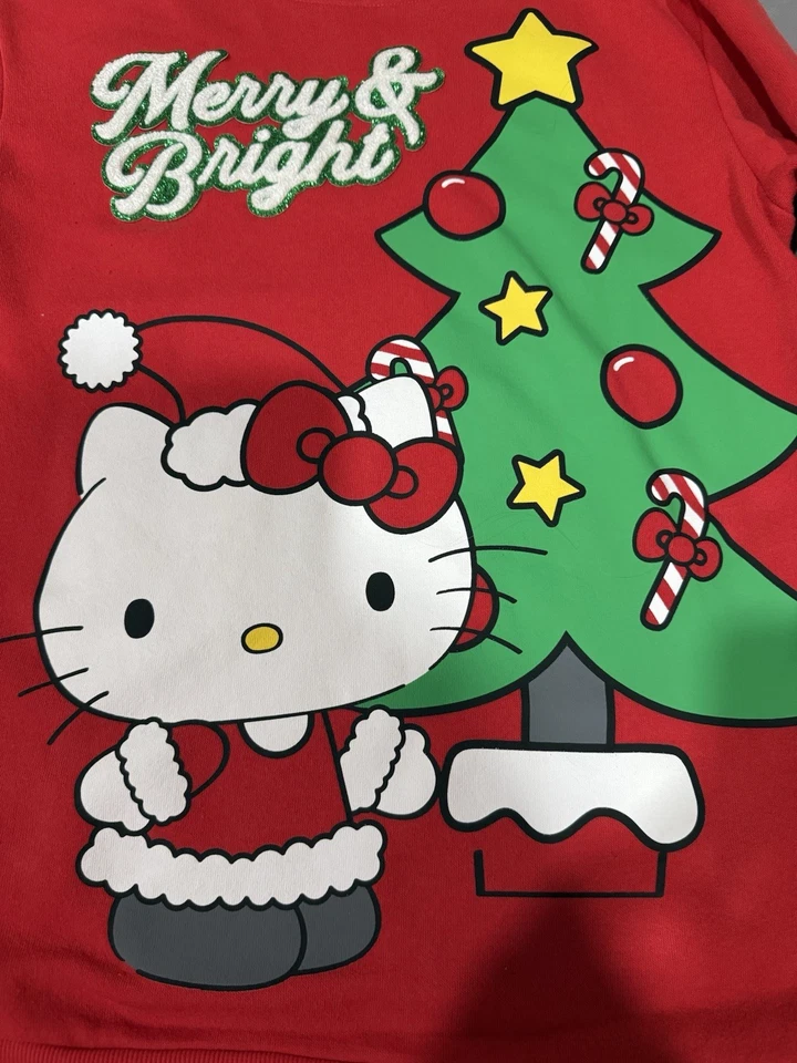 Sudadera Hello Kitty Navidad Mujer’s XL Roja Sanrio Felices y Brillantes Fiestas Foto 3 de 4